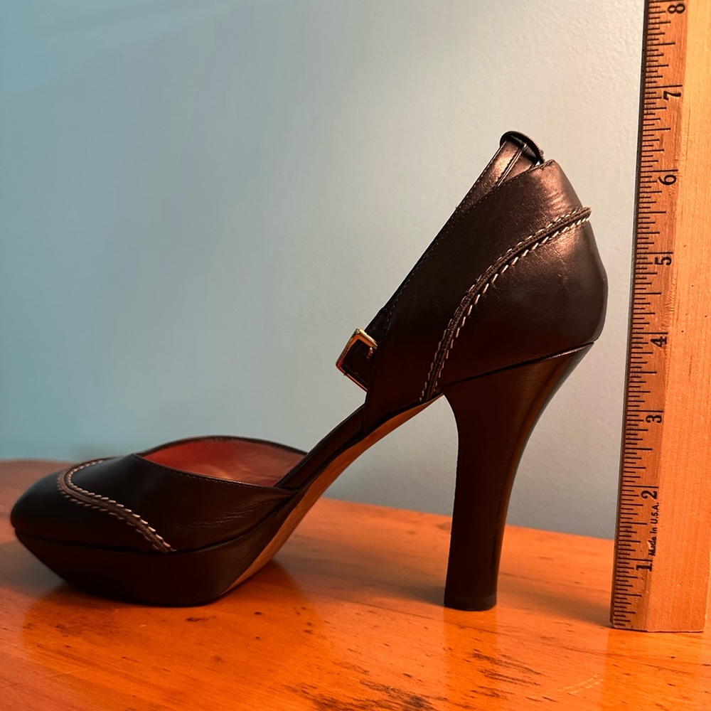 kate spade Ankle Straps Corporate Black & White Platform Heels Dark Academia ~7B - Picture 13 of 16